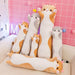 130Cm Cute Soft Long Cat Plush Toys Office Nap Stuffed Animal Pillow Home Comfort Cushion Christmas Gift Doll for Kids Girl