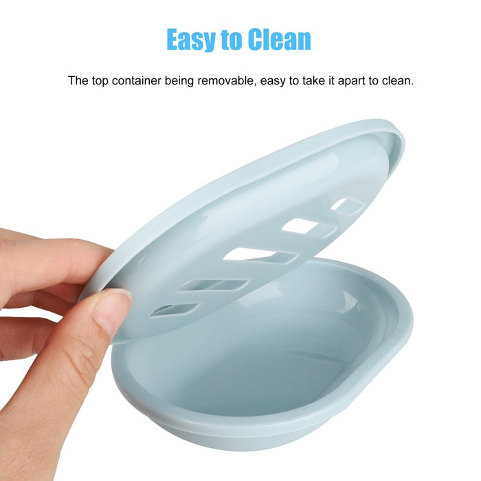 2Pcs Soap Dish with Drain, Soap Holder with Water Tray, Easy Cleaning Soap Saver Dry Stop, Mushy Soap Tray for Shower Bathroom Kitchen, Grey/Green/Blue/Pink