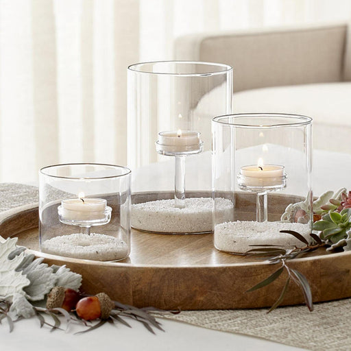Glass Hurricane Candle Holder for Pillar Candles - Glass Cylinder Vase for Centerpieces Clear Seeded Home Decor for Kitchen Table Living Room