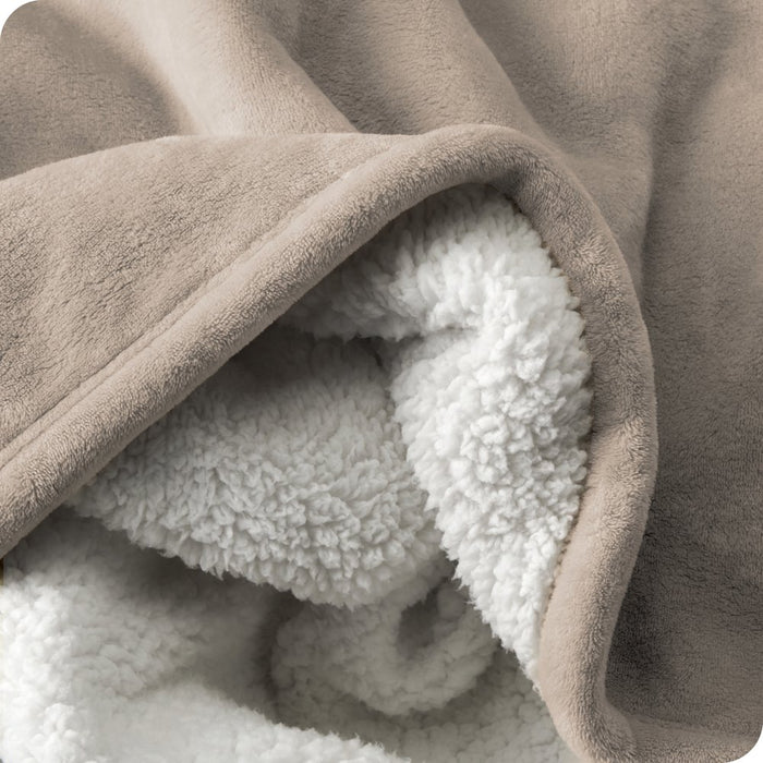 Plush Sherpa Bed Blanket, Fluffy & Soft, Reversible, Lightweight, Twin/Twin XL, Light Taupe