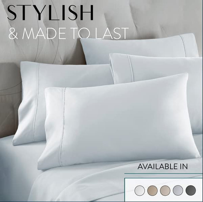 Ice Blue Queen Size Bed Sheets Set - 6 Pc Soft Bedding & Pillowcases Set W/ Deep Pockets - Breathable, Wrinkle Free & Fade Resistant