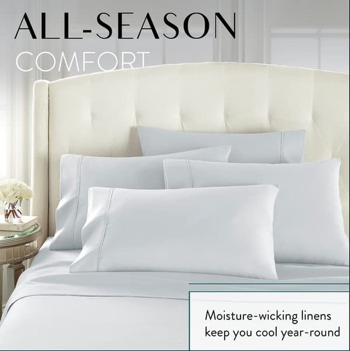 Ice Blue Queen Size Bed Sheets Set - 6 Pc Soft Bedding & Pillowcases Set W/ Deep Pockets - Breathable, Wrinkle Free & Fade Resistant