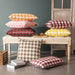 Gingham Checker Plaid Farmhouse Summer Square Decorative Throw Pillow for Couch, 12" X 20", Orange/White, 2 Pack