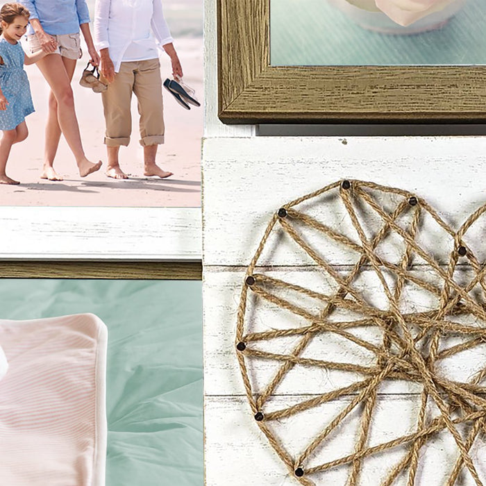 Mainstays 20" X 18" String Heart Rustic 8-Opening Manufactured Wood Collage Frame