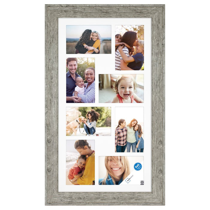 Mainstays 8-Opening 4X6 Matted Rustic Gray Collage Frame