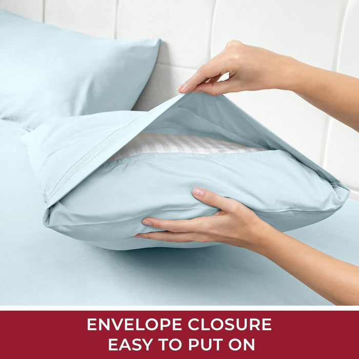 Queen Sheet Set - Hotel Luxury Bedding Sheets & Pillowcases - Extra Soft Cooling Bed Sheets - Deep Pocket up to 16 Inch - Wrinkle, Fade, Stain Resistant - 4 Piece (Queen, Baby Blue)