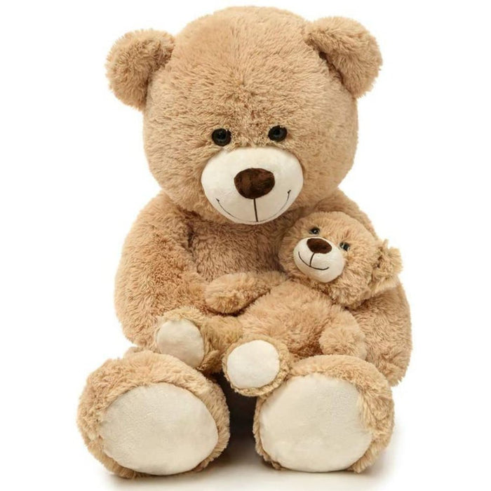 Morismos Giant Teddy Bear Mommy and Baby Bear Soft Plush Bear Stuffed Animal for Kids Girlfriend Valentine'S Day, Light Brown 39"