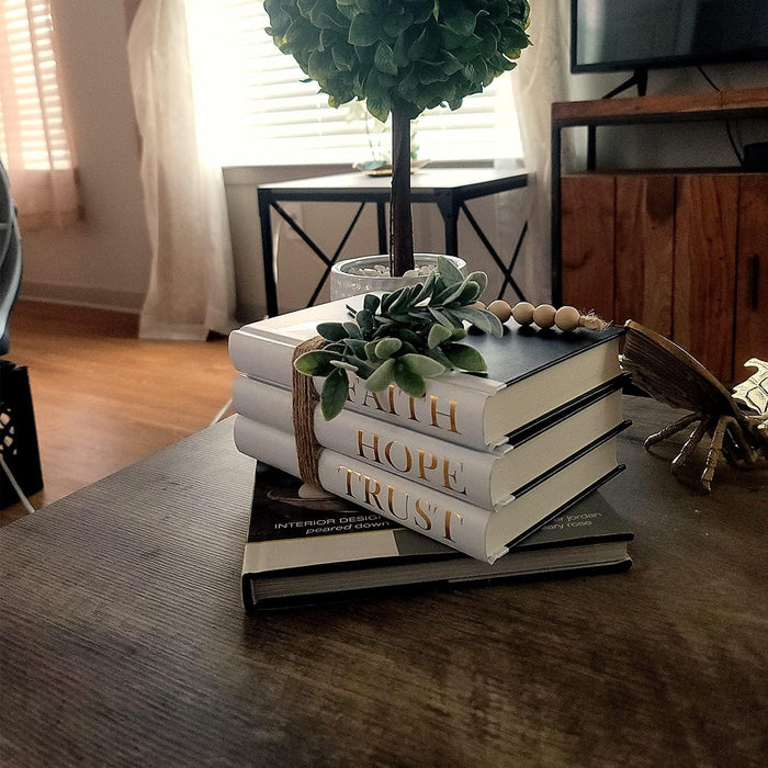 Hardcover Decorative Book,Modern Hardcover Decorative Books,Faith|Hope|Trust(Set of 3) Stacked Books for Decorating Coffee Tables and Bookshelf