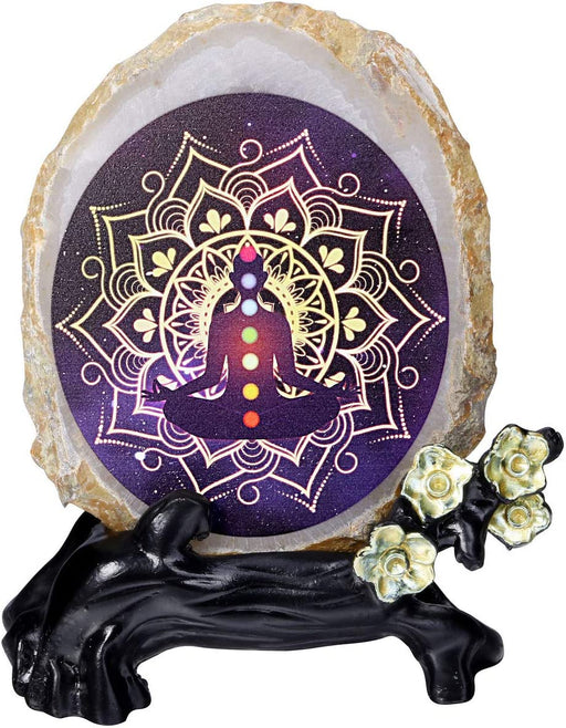 Natural Chakra Agate Display Yoga Meditation Prints Healing Crystal Gemstone Decorative Agate Stone Slice Ornament for Home Office Decor #1