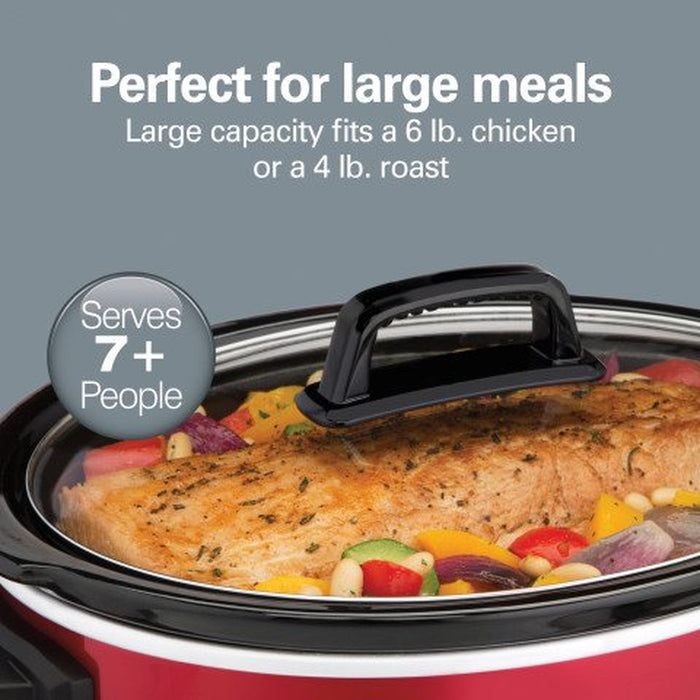 Slow Cooker, Large Capacity, Serves 7+, 6 Quarts, Red, 33666