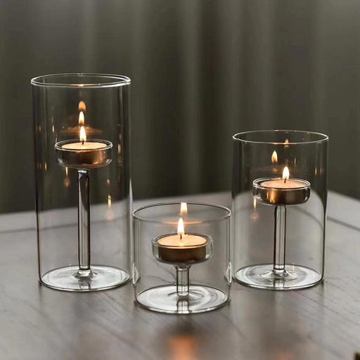 Glass Hurricane Candle Holder for Pillar Candles - Glass Cylinder Vase for Centerpieces Clear Seeded Home Decor for Kitchen Table Living Room