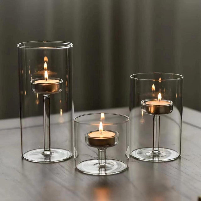 Glass Hurricane Candle Holder for Pillar Candles - Glass Cylinder Vase for Centerpieces Clear Seeded Home Decor for Kitchen Table Living Room