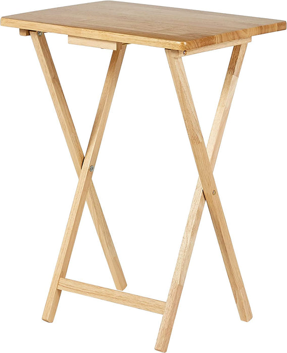 Classic TV Dinner Folding Trays with Storage Rack - Set of 4, Natural