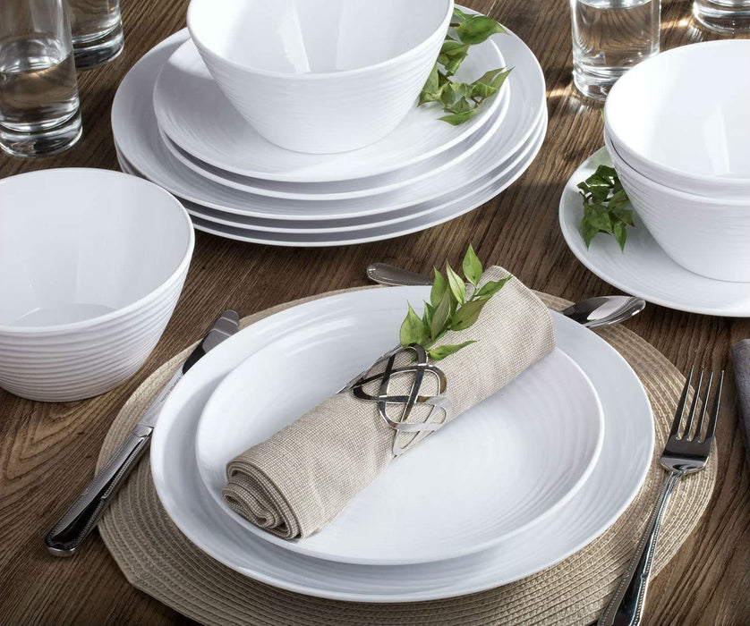White Melamine Plastic Home Dinnerware Set, 12-Piece Service for 4