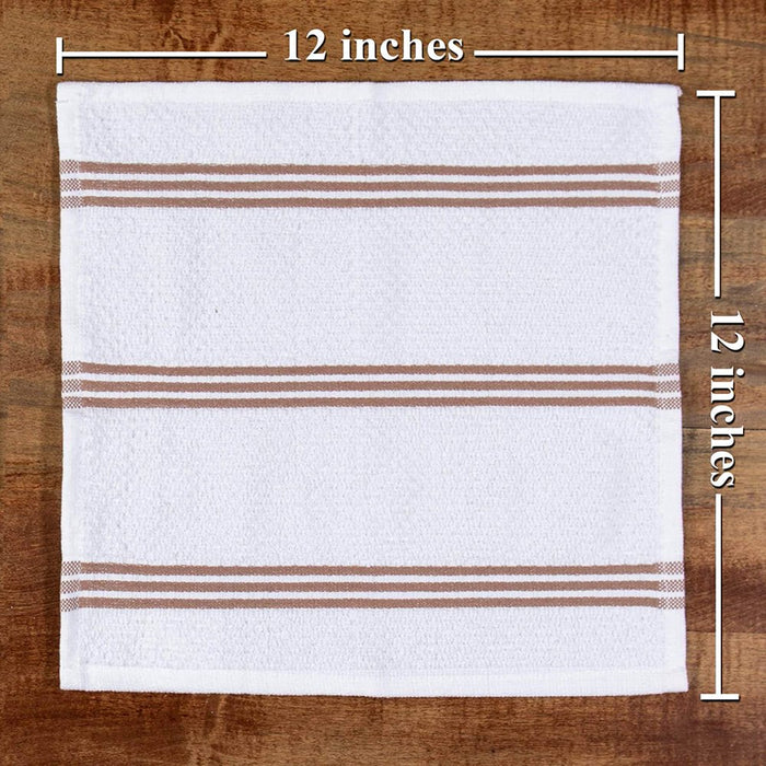 Sticky Toffee, 8 Pack, Cotton Terry Kitchen Dishcloth, Brown