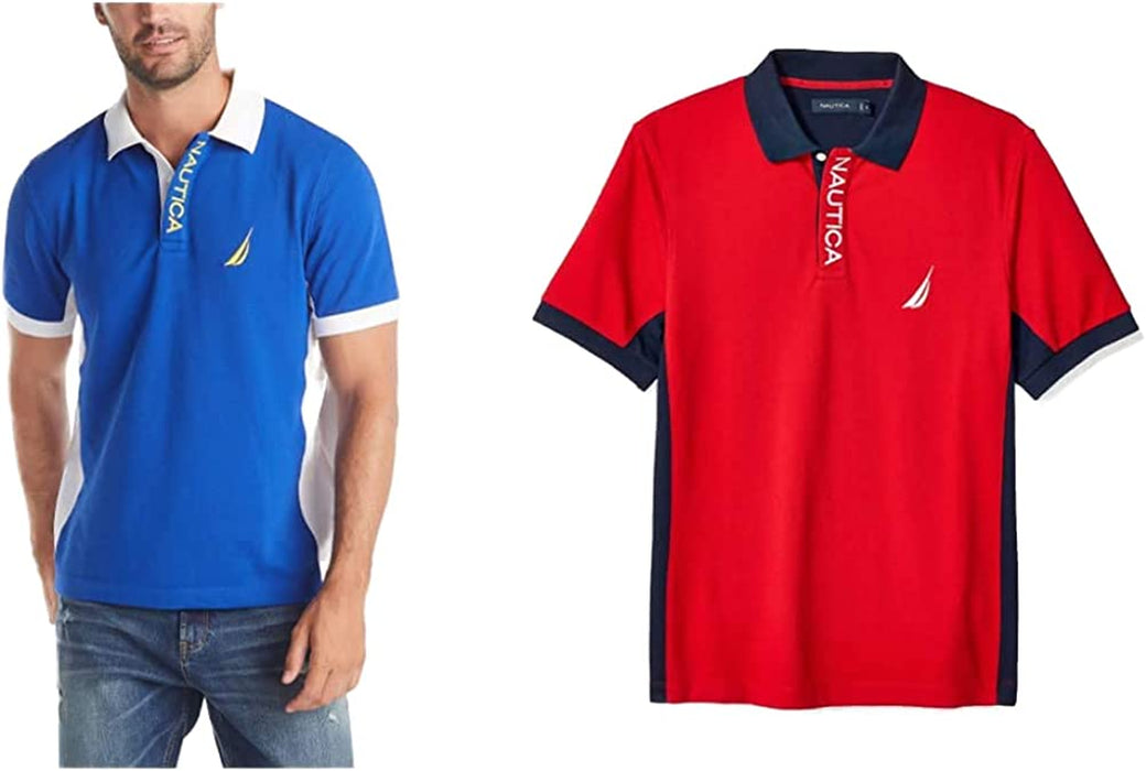 Men'S Short Sleeve Color Block Performance Pique Polo Shirt