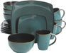 Gibson Soho Lounge 16-Piece Square Reactive Glaze Dinnerware Set, Red