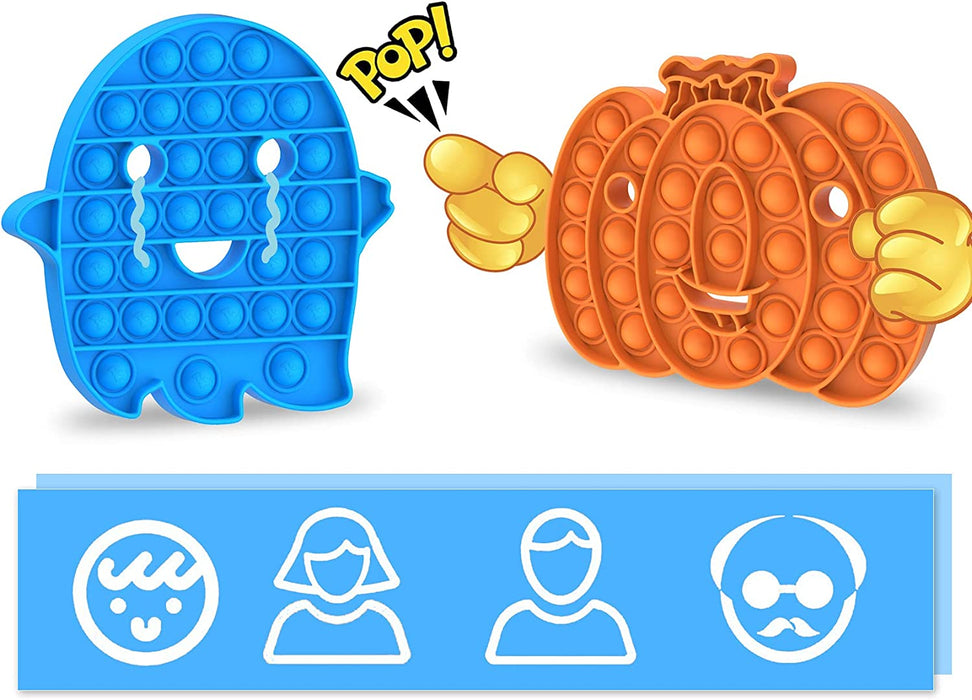 Push Bubbles Pop Fluorescent Fidget Sensory Toy, Glow in the Dark Fidget Toys Stress Relief Silicone Bubble Toy Autism ADHD Anti-Anxiety Tools for Kids and Adult(Ghost)