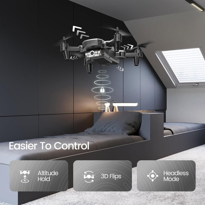 D20 Mini Drone for Kids with 720P HD FPV Camera Remote Control Toys Gifts for Boys Girls with Altitude Hold, Headless Mode, One Key Start Speed Adjustment, 3D Flips 2 Batteries, Silver