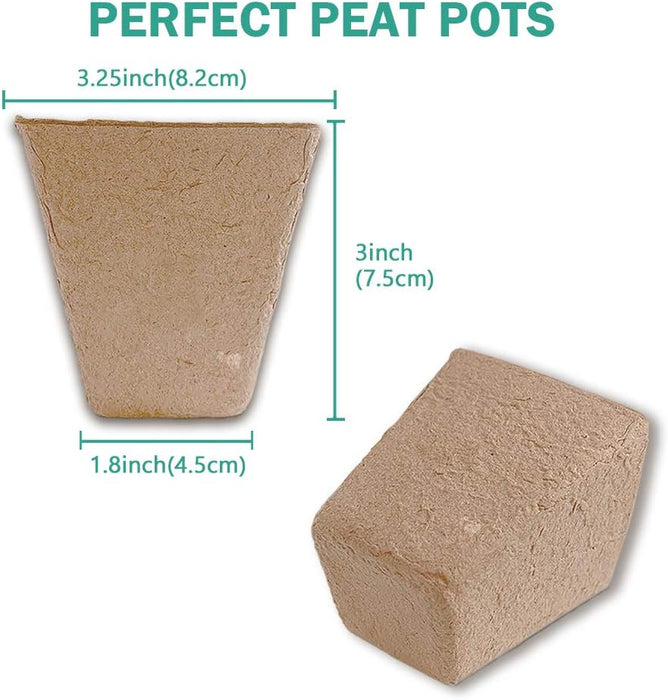 3.25" Seed Starter Pots, Organic Planting Peat Pots for Garden Seedling, 30 Pcs 100% Eco-Friendly and Biodegradable Seedling Pots for Seed Germination