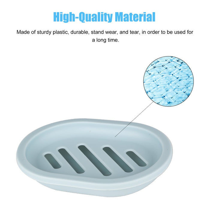 2Pcs Soap Dish with Drain, Soap Holder with Water Tray, Easy Cleaning Soap Saver Dry Stop, Mushy Soap Tray for Shower Bathroom Kitchen, Grey/Green/Blue/Pink