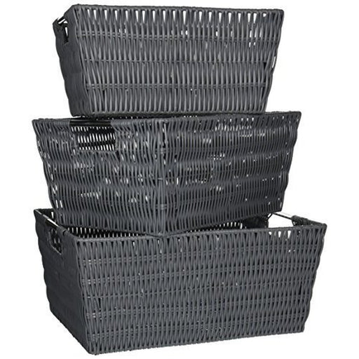 Rattique® Storage Baskets - Set of 3 - Gray