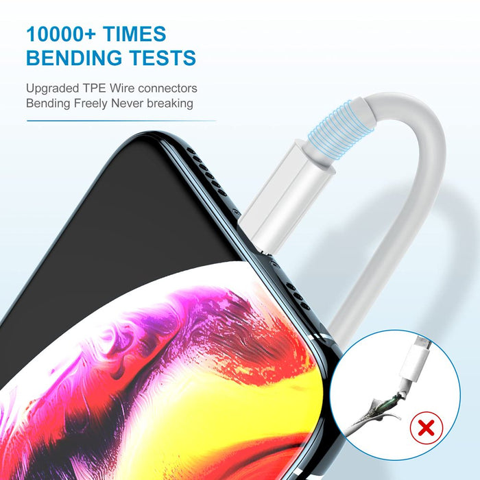 Long Iphone Charger 6Ft, 2Pack [Apple Mfi Certified] Lightning to USB Charging Cable Cord with 2 USB Wall Charger Power Adapter Travel Plug Block for Iphone 13 12 11 Pro XS Max Ipad Case