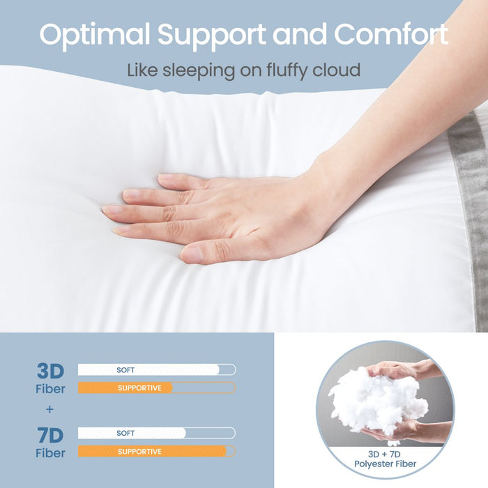 Pillows for Bed Set of 2 King Size, down Alternative Pillows Ultra Soft Fiber Fill