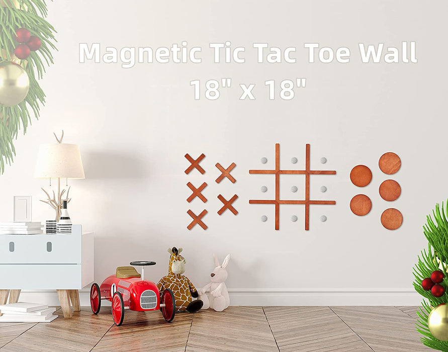 Large Wood Game Room Wall Decor, Modern Home Wall Art for Farmhouse Living Room Bedroom Office Decorations, Playroom Hallway Nursery Kids Room Decor Wall Stickers (18’×18‘ Tic Tac Toe Game)