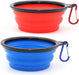 Collapsible Dog Bowl, 2 Pack Collapsible Dog Water Bowls for Cats Dogs, Portable Pet Feeding Watering Dish for Walking Parking Traveling with 2 Carabiners (Small, Orange+Pink)