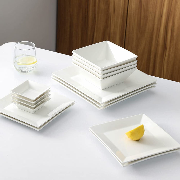 Classic White Square Dinnerware Set for 4, off White