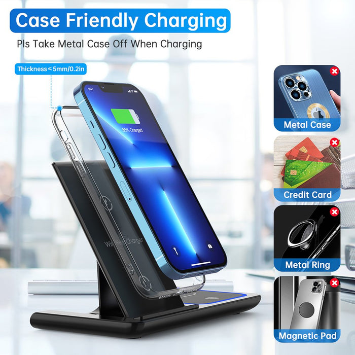 Wireless Charger, 3 in 1 Qi-Certified 15W Fast Charging Station for Apple Iwatch Series 5/4/3/2/1,Airpods,Wireless Charging Stand for Iphone 13/12/11 Series/Xs MAX/XR/XS/X/8/8 Plus/Samsung