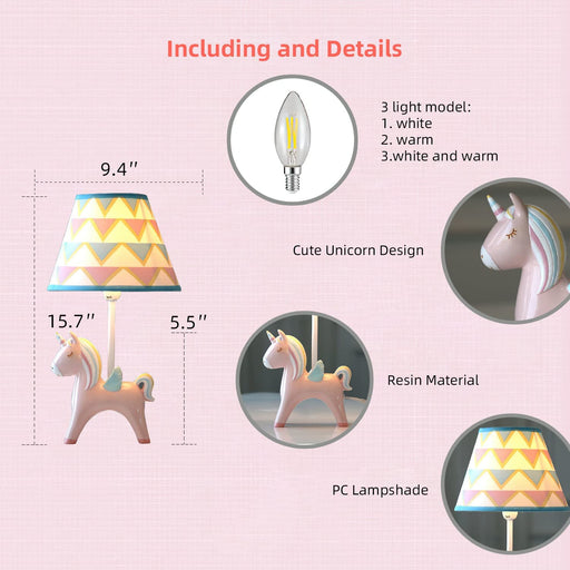 Unicorn Kids Table Lamp for Bedroom Girls with LED Bulb, Unicorn Light for Girls Room, 13Inch Tall Desk Night Lamp Bedroom Decorations with LED Bulb, Gifts for Girls Kid Students