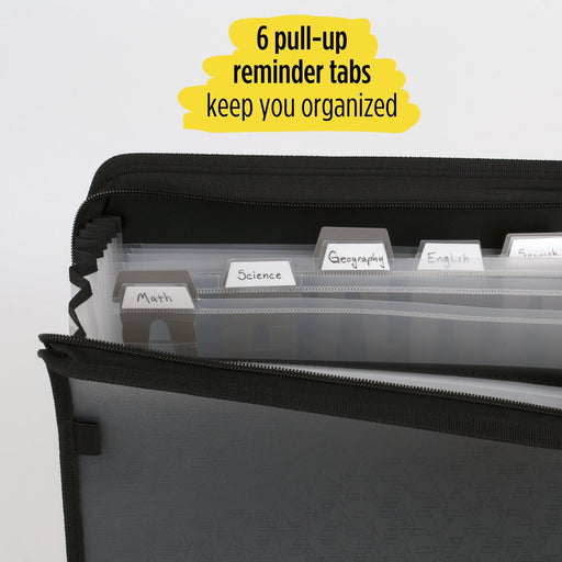 Five Star 7-Pocket Expanding File with Reminder Tabs, Black (35294)