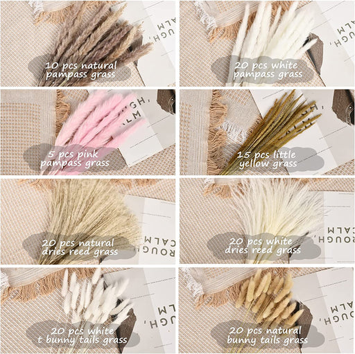 Pampas Grass Decor 130 Pcs Boho Home Decor Dried Flowers, 17 Inch Natural Dried Pampas Grass Bouquet for Office Decor, Wedding Decor, Farmhouse Decor, Festival Decor