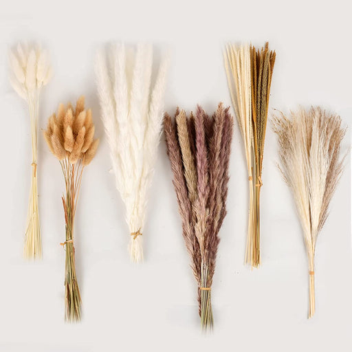 Natural Dried Pampas Grass 120PCS for Boho Home Decor Mixed Dried Flowers Bouquet for Wedding Party Decor Pompas Floral Arrangements, Farmhouse Rustic Decor