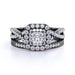1.25 Ct - Square Moissanite - Double Halo - Twisted Band - Vintage Inspired - Pave - Gothic Wedding Ring Set in 18K Black Gold over Silver