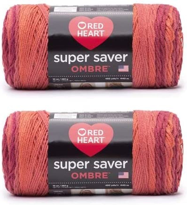 Red Heart Super Saver Jumbo Yarn, Sunny 2 Pack