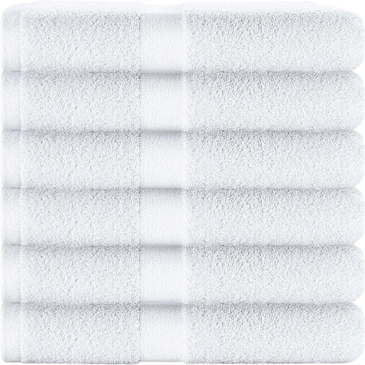 Wealuxe Cotton Bath Towels - 24X50 Inch - Lightweight Soft and Absorbent Gym Pool Towel - 6 Pack - White