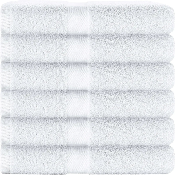 Wealuxe Cotton Bath Towels - 24X50 Inch - Lightweight Soft and Absorbent Gym Pool Towel - 6 Pack - White
