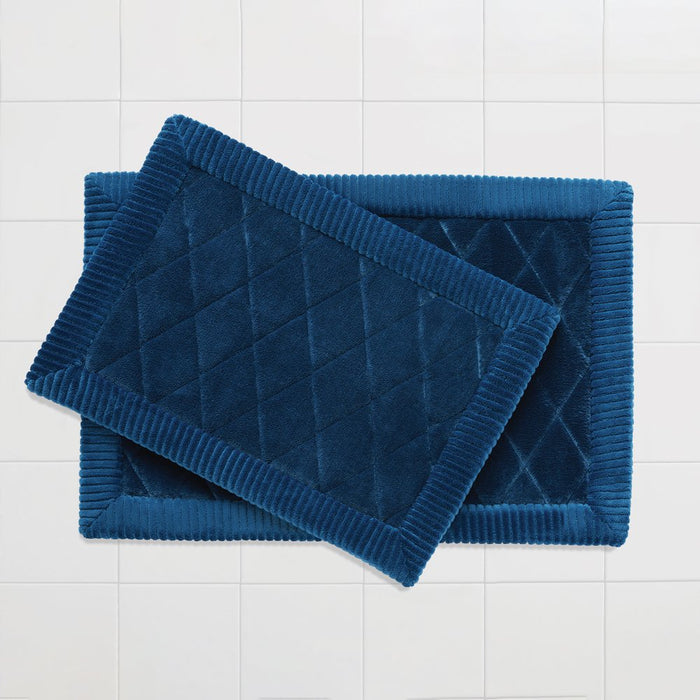 Mainstays Stockholm 15-Piece Geometric Polyester Shower Curtain Set, Navy