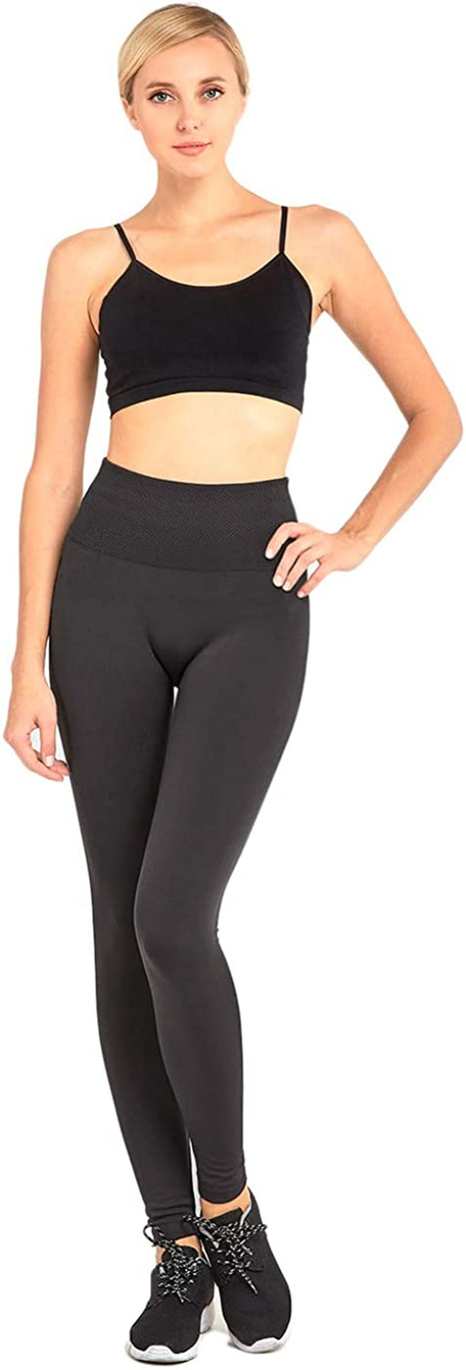 Leggings - Women'S Fleece Lined Solid Color High Waist Full Length Winter Leggings