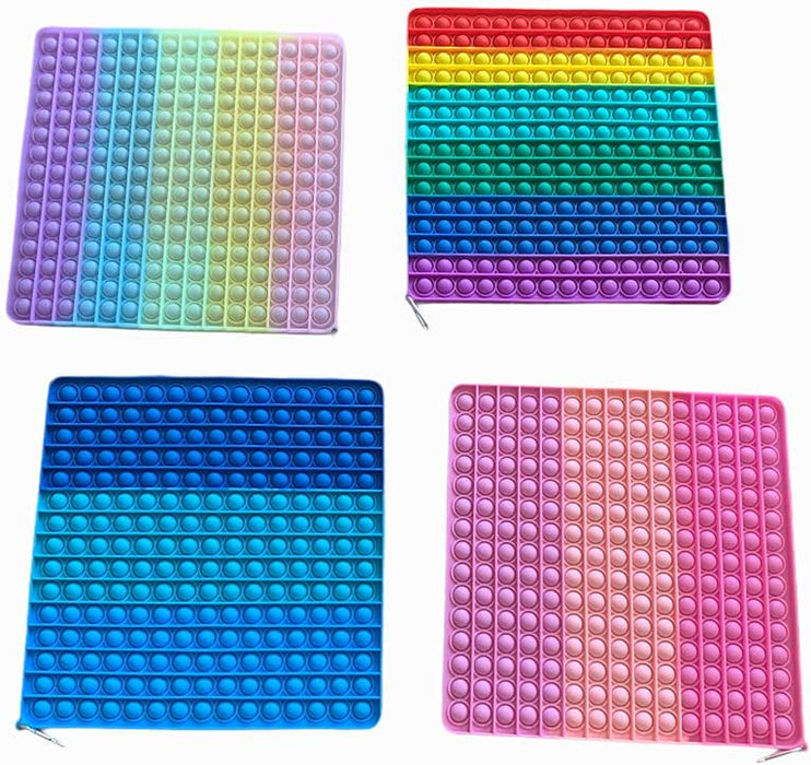 Fidget Pop It Toys 256 Bubble Game Cotton Candy Scent Large Size Neon Rainbow Glow in the Dark Sensory Silicone Anti-Stress Relief Toy for Kids Adults, Special Needs Schools Classroom Gifts Favors
