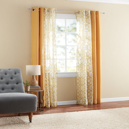 Mainstays Kingswood 4 Piece Window Curtain Panel Set, Brown Butter, 27.5X84