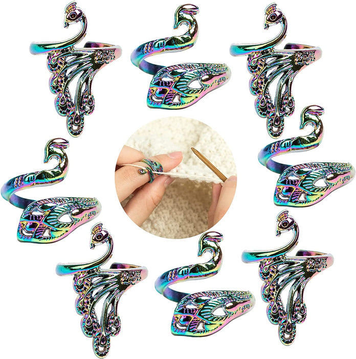 8 Pcs Adjustable Knitting Crochet Loop Ring, Braided Knitting Ring Yarn Guide Finger Holder for Mother Grandma Thanksgiving Presents