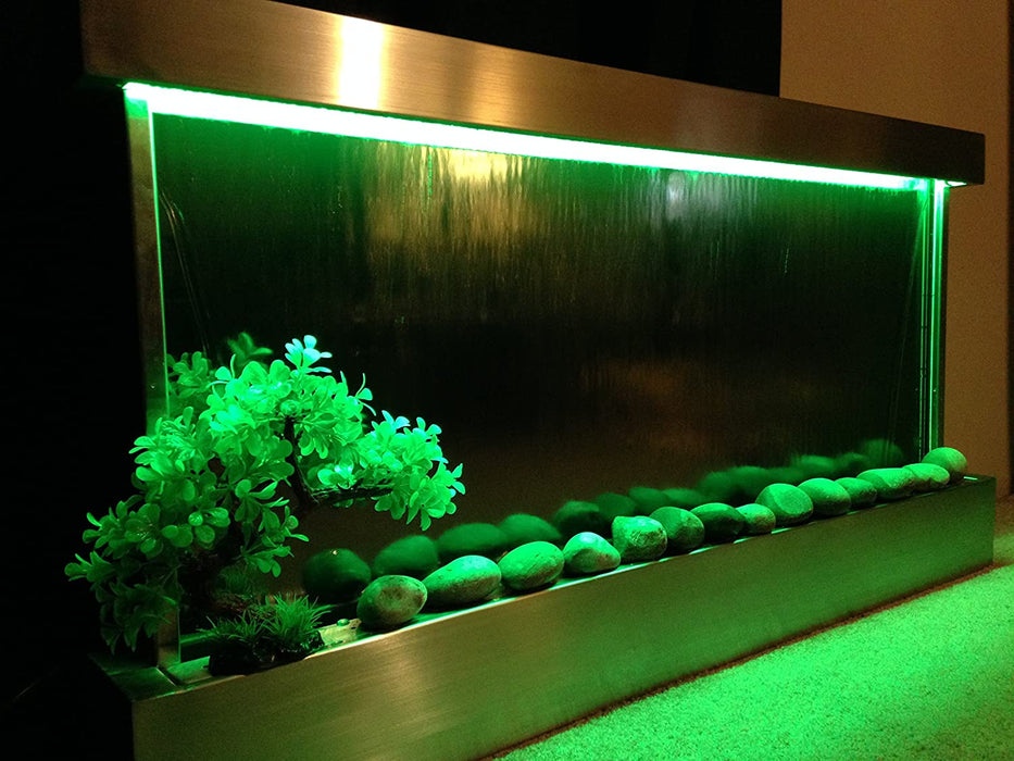 Wall Hanging Waterfall XL 47” Wide X 24” Tall Wall Fountain St. Steel Frame, Color Lights, Remote Ctrl