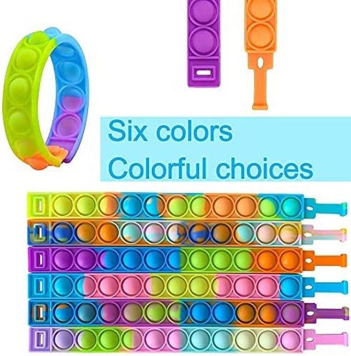 12PCS Push Pop Fidget Toy Fidget Bracelet, Durable and Adjustable, Multicolor Stress Relief Finger Press Bracelet for Kids and Adults ADHD ADD Autism