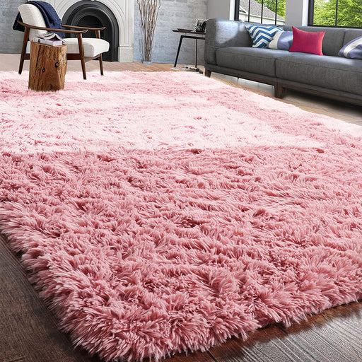 Shaggy Fluffy Area Rugs Carpets for Baby Nursery Teens Girls Rooms 4X5.3 Feet Plush Fuzzy Shag Rugs for Kids Bedroom Home Room Floor Accent Decor Fur Rug, Blush
