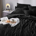 Queen Seersucker Comforter Set with Sheets Black Bed in a Bag 7-Pieces All Season Bedding Sets with Comforter, Pillow Sham, Flat Sheet, Fitted Sheet, Pillowcase