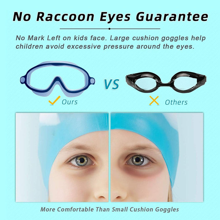 Kids Swim Goggles, Anti-Leak Anti-Fog Wide View Swimming Goggles for Boys Girls Children from 4 to 12 Years Old-Blue